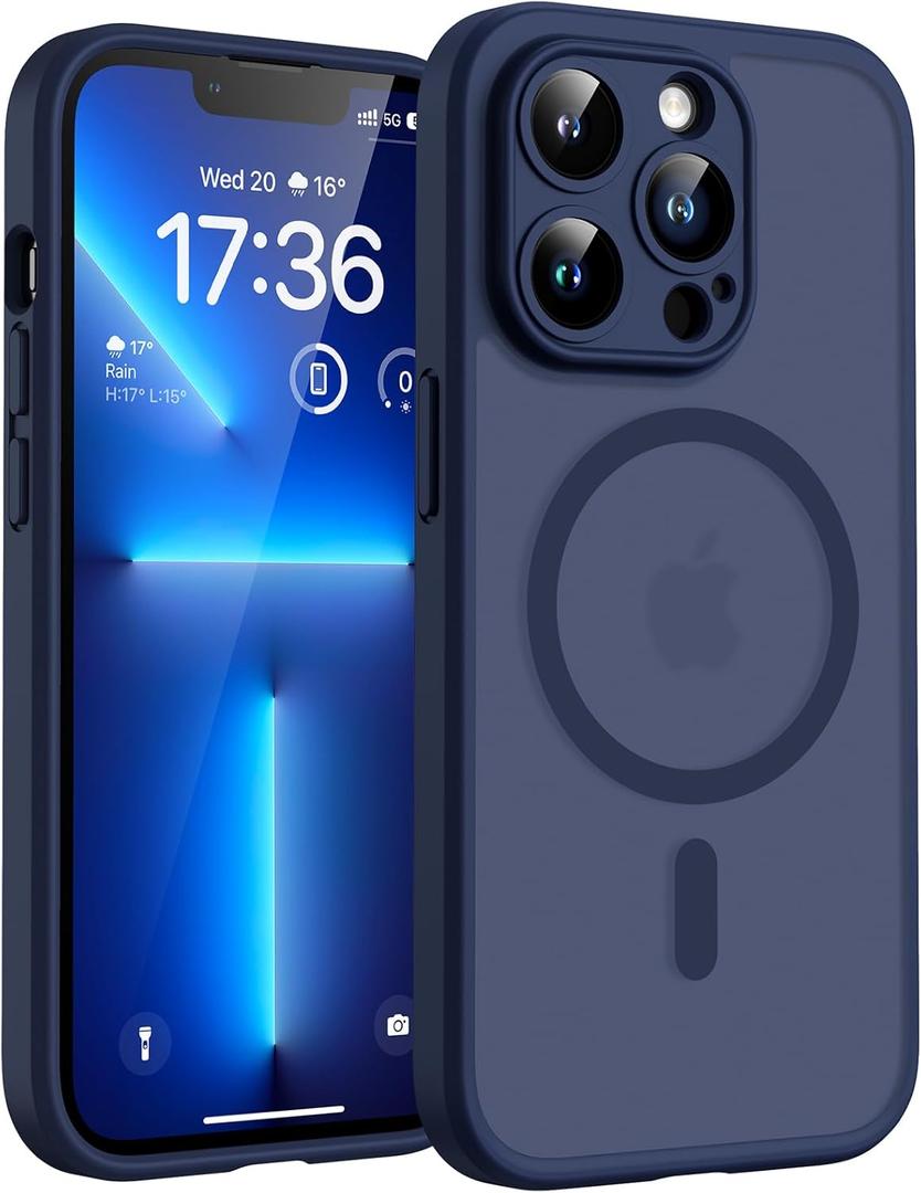 TOCOL for Phone 13 Pro Case, Compatible with Magsafe Charger, Full Camera Protection, Drop Protection, Translucent Matte Phone Case for iPhone 13 Pro 6.1 inch (Dark Blue)