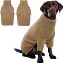 IECOii XXL Dog Sweater, Thermal Knit Big Dog Sweater with Sleeve, Pet Turtleneck Doggy Sweatshirt for Extra Large Dogs Boy Girl, Stretchy Large Dogs Cold Weather Outfit Pitbull Clothes, (Camel, XXL)