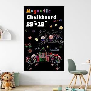 Magnetic Chalkboard Wallpaper Stick and Peel, 18" x 39"Chalk Board Contact Paper with Adhesive on Wall for School, Office, Kitchen Fridge, Drawing