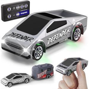 1:64 Mini RC Car Toys - Christmas Small RC Truck 2.4 GHZ Remote Control Cars with Trailer Kit, 3 Speed Adjustable Electric Vehicles Car Toy,Birthday Gift for Boys Age 5+ Years Old