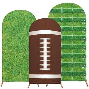 RimCereal Arch Backdrop Cover Set of 3 Spandex Backdrop Stand Cover Photo Props 4ft, 5ft, 6ft for Birthday Banquet Party Ceremony Decoration(Green, Football Theme)