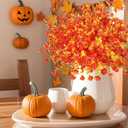 Artificial Fall Flowers Outdoor UV Resistant 8 Bundles Faux Flower and Plants Fake Autumn Mums Plastic Greenery Shrubs for Outside Planter Porch Window Boxes Garden Decoration (Orange)