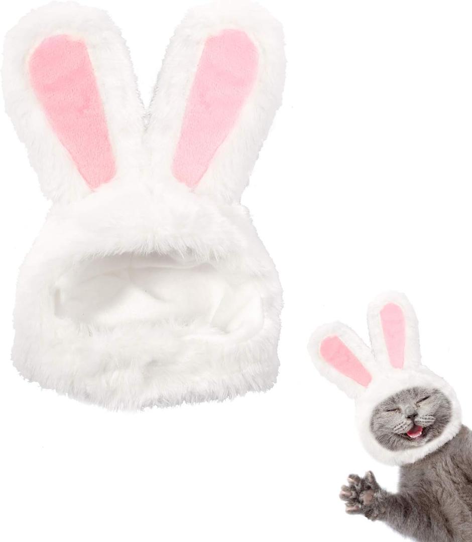 XIMISHOP Cute Costume Bunny Rabbit Hat with Ears for Cats & Small Dogs Party Costume Easter Pet Accessory Headwear