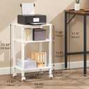 3-Tier Printer Stand with Storage, Mobile Printer Cart with Rolling Casters and Adjustable Feet, Under Desk Storage Shelf for Home Office, White, 15.7" x 11.8" x 25.9"