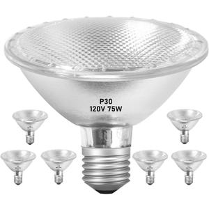 Par30 75W Short Neck Halogen Flood Light Bulbs 120V, 75W Dimmable Short Indoor Flood Light Bulbs E26, 6Pcs Par30 Halogen Light Bulbs 2700K for 5-6in Recessed/Ceiling Can/Accent/Tracking Lights