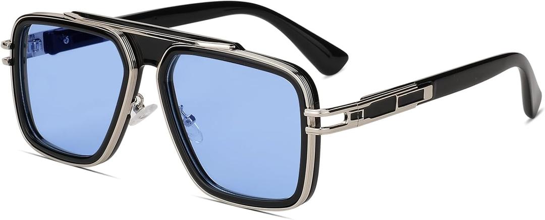 Trendy Retro Sunglasses for Men Women Stark Vintage Shades 70s Italian Fashion Square Metal Glasses