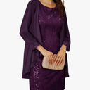 GRACE KARIN Women's Sequin Dress Wedding Guest Dresses Mother of the Bride Dresses Formal Dress Two Piece Dress Knee Length L