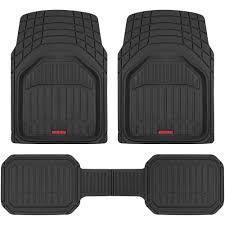 Motor Trend FlexTough LITE Rubber Car Mats Full Set  All Weather Floor Mats for Trucks, Cars & SUVs  Automotive Waterproof Black Car Floor Mats for Cars Interior Accessories Universal TrimtoFit