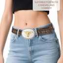 PARTTELY Western Cowboy Belts for Men Women, Western Belt with Bull Buckle, Country Belt Cowboy Leather Belt for Jeans