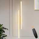 LED Wall Sconce Gold Modern Remote Wall Light Fixtures for Living Room, Dimmable LED Vanity Light Indoor Remote Wall Sconce for Bedside Bedroom Bathroom Dining Room, 39.4inch 1 Pack, 40 Inches