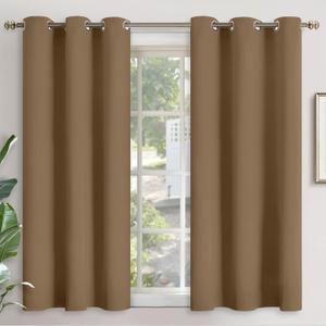 YoungsTex Taupe Blackout Curtains 45 Inches Length - Short Thermal Insulated Drapes with Grommet Room Darkening Privacy for Bedroom Window, 2 Panels, 42 x 45 Inch