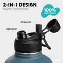 Swigina [2-IN-1 LID] 64 oz Insulated Water Bottle with Silicone Boot (48hrs Cold/24hrs Hot) - DIY Stickers, Leakproof, BPA Free, Half Gallon