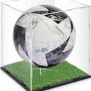 Novabright Soccer Ball Display Case Transparent Acrylic Full Size Soccer Ball Display Holder with Grass Turf Self Assembly Acrylic Case Protection Dustproof Showcase