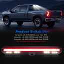 HTZCMOTO LED 3rd Third Brake Light Compatible with 2019-2025 Silverado Sierra 1500 2500HD 3500HD (for Models Only with Cargo Bed Camera) High Mount Rear Brake w/ Truck Cab Cargo Lights, Smoked Len