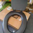Soft Elongated Vinyl Toilet Seat, Black - 19 Inch Soft Vinyl Cover with Comfort Foam Cushioning - Fits All Elongated Size Fixtures - Easy to Install Fantasia by Achim Home Decor