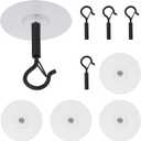 5pcs Self Adhesive Ceiling Hooks, No Drill Secure Enclosed Wall Sticky Sticker Hangers for Hanging Small Plants Wind Chimes Lights Christmas Wedding Decor Decorations Easy to Open & Install (Black)