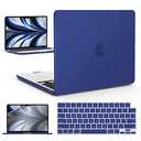 IBENZER Compatible with 2025 2024 2023 2022 MacBook Air 13 inch Case M4 A3240 M3 A3113 M2 A2681, Hardshell Case & KeyboardCover & ScreenFilm for Mac Air 13.6, Dark Blue, KK-TUBL+2