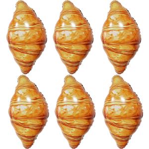 6 Pack Croissant Foil Balloons 29x18 Inch Bakery Party Decorations, Brunch Coffee Theme Balloons for Bakery, Caf or Home Dcor