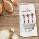 Hello Sweet Cheeks Giraffe Bathroom Hand Towels,Giraffes Gifts for Women, Coquette Pink Bow Giraffe Hand Towels for Bathroom Decor,16x24 Inches