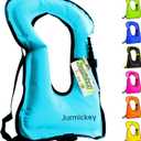 Inflatable Snorkel Vest Adults, Portable Snorkel Jacket, Buoyancy Vest for Snorkeling, Swimming, Kayaking, Boating, Safety Load Up to 220 Ibs (blue)