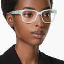 Swarovski Women's Sk2007 Square Prescription Eyewear Frames (Opal Light Blue/Demo Lens)