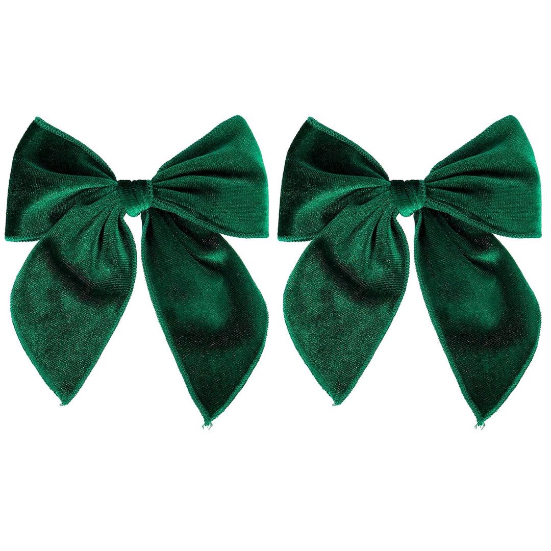 5" Christmas Velvet Hair Bows Dark Green Ribbon Fable Bow Alligator Clips Toddler Teen Baby Girls Kids Big Velvet Sailor Bow Cheer Barrettes Headband Dress Decor Accessory Xmas Gift