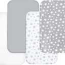 Bassinet Sheets for Baby Boys Girls 4 Pack(33" x 20"), Compatible with AirClub, Mika Micky, Baby Delight, Dream On Me, Koola Baby, AMKE and Other Rectangle Bassinet Mattress, Grey