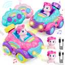 Lehoo Castle Remote Control Car for Toddlers 1-3, 2 Pack Unicorn Remote Control Cars for Girls, Rechargeable Toddler Toys for 3 Year Old Girl, Birthday Gifts for 2 3 4 Year Old Girls