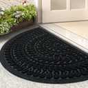 RORA Half Circle Door Mat Front Door Mat Outside Entrance Black Welcome Mats Indoor Outdoor Semicircular Doormat for Outdoor Half Round Door Mats for Garage Muddy Paws 17x30