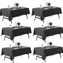 6-Pack 60x60 inch Grey Table Cloths, Solid Stain and Wrinkle Resistant Tablecloth, Premium Plain Weave Polyester Fabric Rectangle Table Linen Covers for Hotel, Banquet