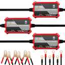 [3-Pack] 1000mA Car Battery Charger, FOVAL 12V Fully Automotive Battery Charger Maintainer, Trickle Charger, Float Charger and Desulfator for Motorcycle, ATV Car Lawn Mower and Lead Acid Batteries