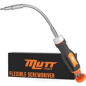 Mutt Tools 12 in 1 Ratcheting Flexible Screwdriver for Tight Spaces  Flexible Shaft Screwdriver with Bit Holder and Bendable Extension