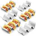 RTT Stainless Steel Taco Holder Stand, Set of 6 - Stylish Rack Holds Up to 3 Tacos Each, Keeping Shells Upright - Oven, Grill and Dishwasher Safe