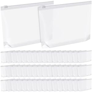 Bokon 100 Pcs Small Clear Cosmetic Bags Bulk, 5. 12 x 8. 11 Inches, Zipper Toiletry Pouch Travel Makeup Bags for Women Waterproof Transparent PE Storage Organizer for Travel Vacation Swimsuit Bikini