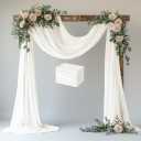 Wedding Arch Draping Fabric 6 Panels 28.7" x 20FT Ivory Sheer Chiffon Backdrop Drapes for Wedding Ceremony Birthday Party Bridal Shower Outdoor Decoration