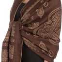 Sakkas Lightweight Two Tone Paisley Design Pashmina Fringe Scarf/Stole/Wrap