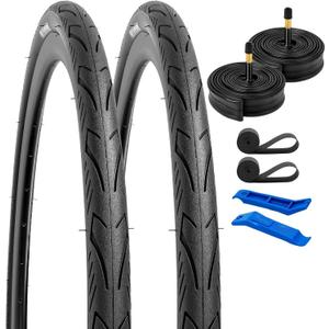 YUNSCM 700C Lightweight Bike Tires 700x32C (ETRTO 32-622) and 700C Bike Tubes - 60TPI Nylon, Puncture-Resistant, Compatible with Bike Tires 700x30C/31C/32C/33C/34C- 2 PCS (Y-572)