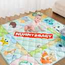 Foldable Baby Play Mat, Soft Baby Floor Mat, 127 * 127cm Non-Slip Crawling Mat, Machine Washable, Suitable for Babies, Toddlers and Infants to Play with