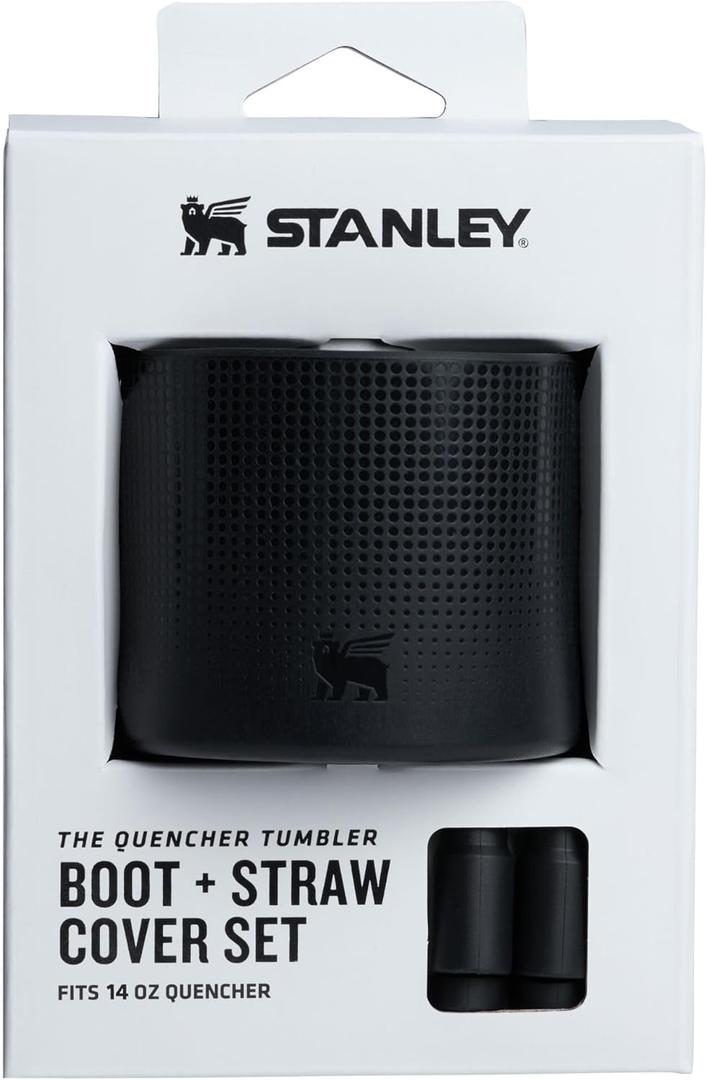 STANLEY Quencher Boot and Straw Cover Cap | Anti-Slip Silicone Protector for Tumbler with Handle | Accessory Set for Stainless Steel Drinking Cup | BPA-Free (Black 2.0)