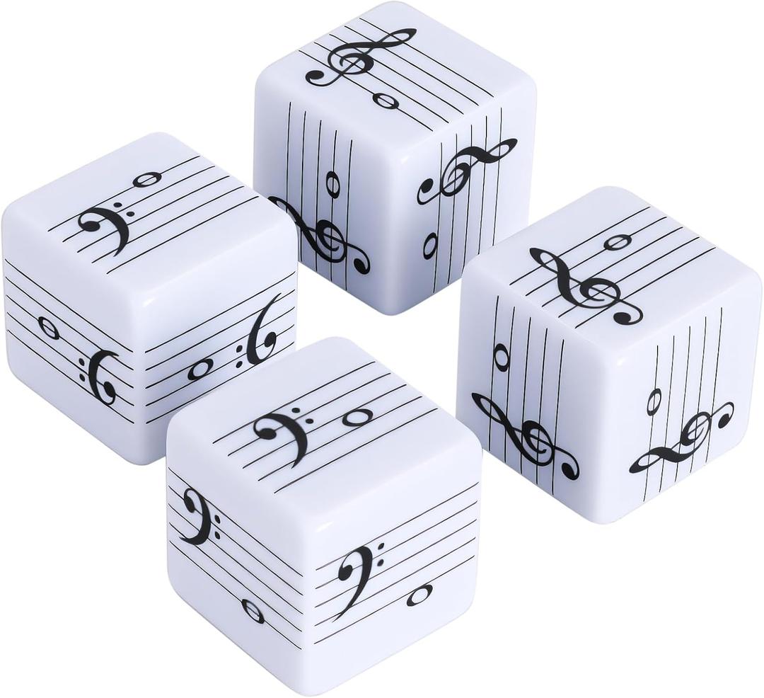 Fun Five-Line Staff Music Note Dice, Large 25mm Music Theory Dice, Includes Two High-Pitched Symbols and Two Low-Pitched Symbols Dice