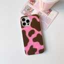 NITITOP Compatible with iPhone 14 Pro Max Case Matte Cute Stylish Cow Print Design for Women Girls Men Boys Hard Back Shockproof Protective Cover - Pink