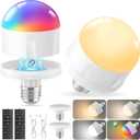 5000mAh Rechargeable Light Bulbs with Remote: E26 Led Battery Operated Light Bulb with 10 Colors & Timer for Sconces & Lamps - Dimmable Cordless Magnetic Bulbs with Remote for Non-Hardwired Fixture