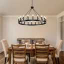 Wagon Wheel Chandeliers 40" 20-Light Large Black Farmhouse Chandelier