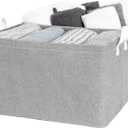 StorageWorks 45L Large Storage Bins for Closet and Shelves, Fabric Organizer Baskets with Handles for Clothes, Towels, Collapsible Storage Basket, Gray, 2-Pack