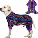 KYEESE Dog Pajamas Velvet Dog Pajamas Medium Sized Dogs Soft Dogs Clothes Pjs with Leopard Pattern Stretchy Pet Jammies Coat Comfy Pet Onesie Costume, 2X-Large (XX-Large (40-60lbs)