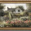 KBKBART Gold Framed Vintage Wall Art, Vintage Wildflower Countryside Canvas Oil Painting Wall Art, Rustic Antique Landscape Spring Decor Bathroom Decor for Bedroom Living Room, Gifts for Friends or Family(16"x24")