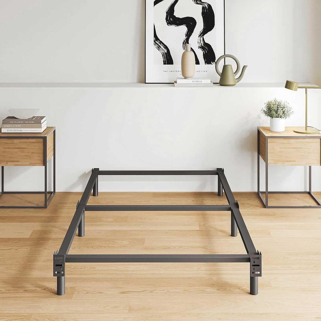 Bedsnus Twin XL Size Bed Frame, 7 Inch Metal Basics Bed Frame,Low Profile Base for Box Spring, 6-Leg Support, Noise-Free, Easy Assembly, Black