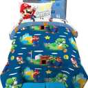Franco Kids Bedding Super Soft Comforter and Sheet Set with Sham, 5 Piece Twin Size, Mario