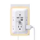 Power Strip Power Bar with 2 Outlets and 3 USB Charging Ports(3.1A, 15W), Desktop Charging Station Surge Protector with 5 ft Braided Extension Cord Indoor, Flat Plug Travel Power Strip