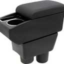 Car Armrest Box for Nissan Almera Versa 2012-2019 Auto Accessories Center Console Leather Arm Rest Double-Layer Storage Space with Cup Holder (Black Thread)